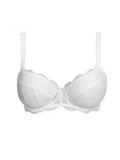 Freya Fancies Padded Half Cup Bra - White -Outlet Soft Curve Bra Store BraForMe Lingerie Freya AA1013 Half Cup Bra White WHE P