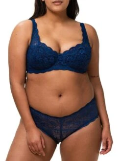 Triumph Amourette 300 WHP Half Cup Bra - Deep Water -Outlet Soft Curve Bra Store BraForMe Triumph Amourette WHP 300 X Deep Water 6722 Full2