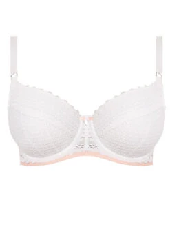 FREYA Daisy Lace Half Cup Balcony Bra - White -Outlet Soft Curve Bra Store Freya DAisy Lace 5133 White No Model
