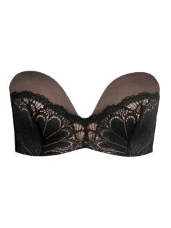 Wonderbra Refined Glamour Ultimate Strapless Bra - Black/Anthracite -Outlet Soft Curve Bra Store Wonderbra Refined Glamour Strapless Lace Bra Black Product Front