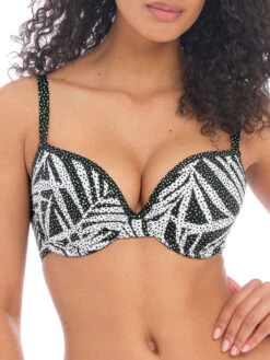 FREYA Gemini Palm Moulded Plunge Bikini Top - Monochrome