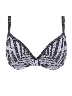 FREYA Gemini Palm Moulded Plunge Bikini Top - Monochrome -Outlet Soft Curve Bra Store braforme as200515 mom back freya swim gemini palm monochrome underwired moulded plunge bikini top p