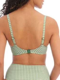 FREYA Check In Moulded Bikini Top - Khaki -Outlet Soft Curve Bra Store braforme freya swimwear check in khaki khi as201908 b