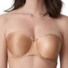 PRIMADONNA Satin Non Padded Strapless Bra - Cognac