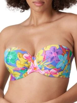 PRIMADONNA Sazan Strapless Bikini Top - Blue Bloom -Outlet Soft Curve Bra Store braforme primadonna sazan swimwear bbm blue bloom bikini top 4010717 f
