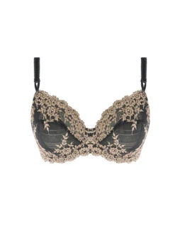 Wacoal Embrace Lace Underwire Bra - Ebony/Shifting Sand -Outlet Soft Curve Bra Store braforme wa065191 076 back wacoal lingerie embrace lace ebony with shifting sand underwired bra p