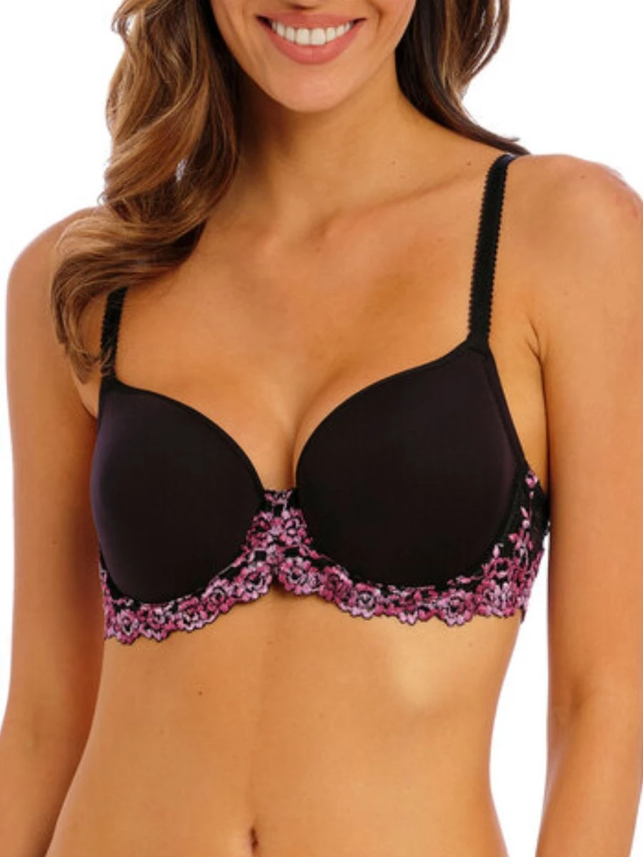 Wacoal Embrace Lace Contour Bra - Black/Berry Multi 1 Wacoal Embrace Lace Contour Bra - Black/Berry Multi