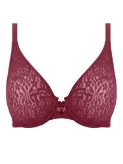 Wacoal Halo Lace Moulded Bra - Zinfandel 11 Wacoal Halo Lace Moulded Bra - Zinfandel -Outlet Soft Curve Bra Store braforme wacoal lingerie moulded wa851205 zin cut