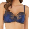 Wacoal Lace Affair Balcony Bra - Blue Print/Chocolate Brown