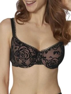 Triumph Velvet Rose Spotlight Half Cup Bra - Black